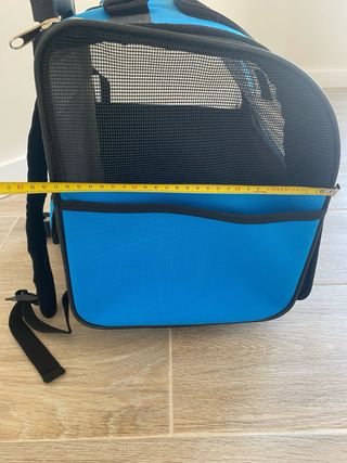 Transportín perro pequeño azul y negro