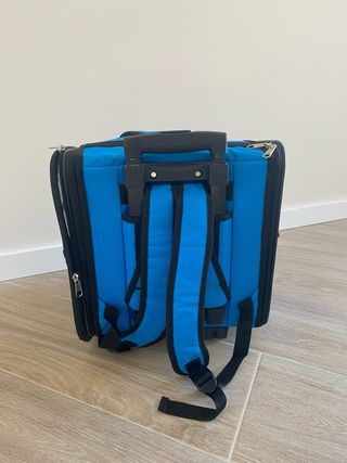 Transportín perro pequeño azul y negro