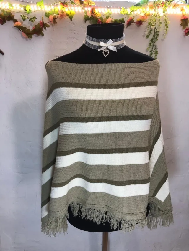 Poncho  Rayas beige