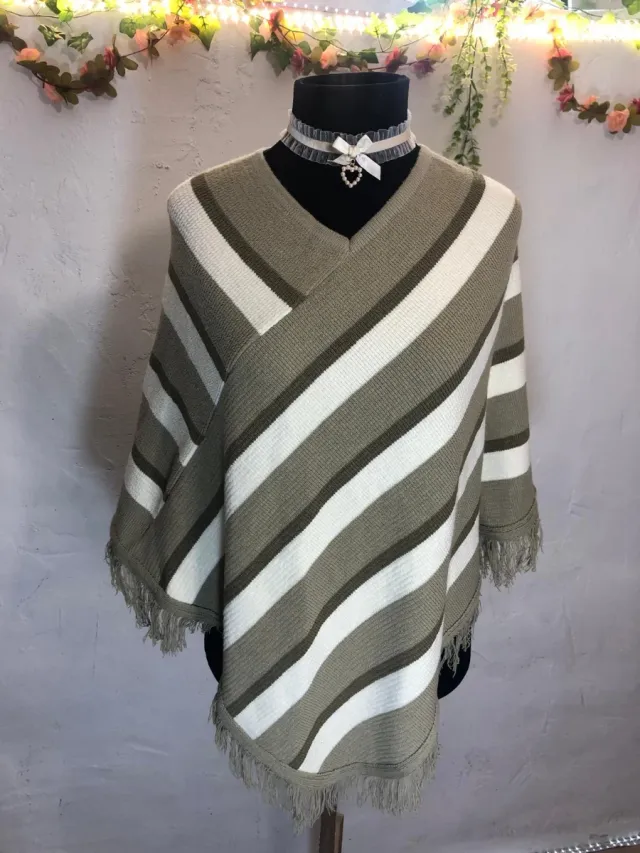 Poncho  Rayas beige