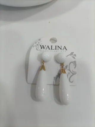 Pendientes Flamenca Walina Blancos y Dorados