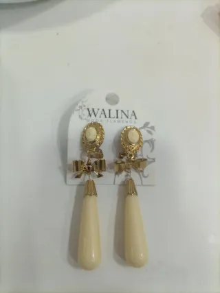 Pendientes flamenca WALINA beige y dorado