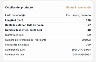 Árbol de transmisión GSP 205023 BMW Serie 1/3