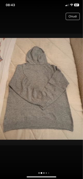 Pullover lana grigio con cappuccio