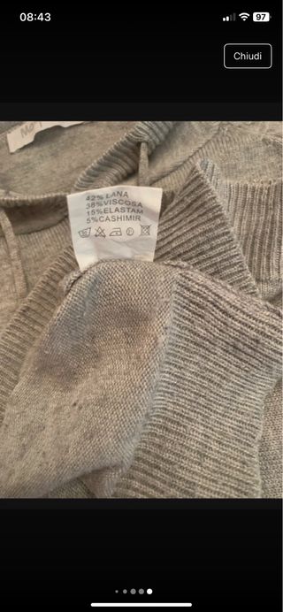Pullover lana grigio con cappuccio