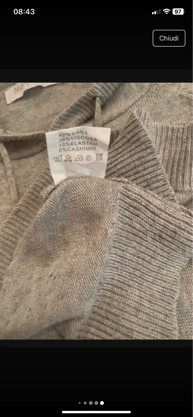 Pullover lana grigio con cappuccio