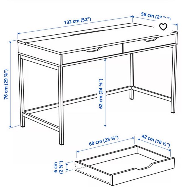 Escritorio gris con 2 cajones modelo Alex de Ikea