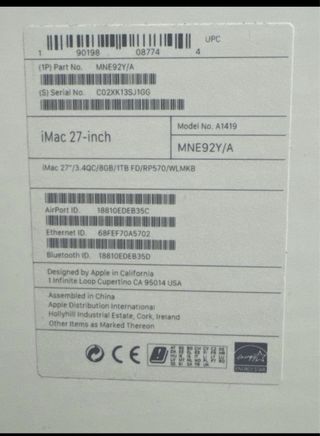 Imac Retina 5K 27” 2019