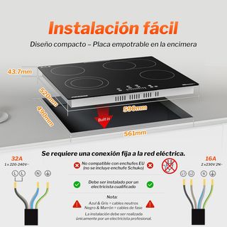 NUEVA FIREGAS Placa Vitrocerámica 4 7200W 60cm