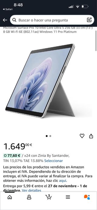 Microsoft Surface Pro 10 8/256GB Nuevo