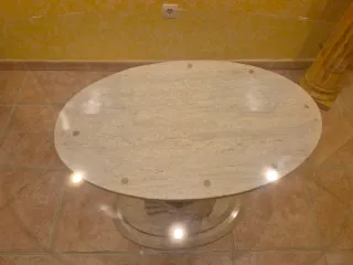 Mesa de salón cristal pie mármol