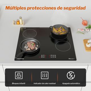 NUEVA FIREGAS Placa Vitrocerámica 4 Fuegos 6000W