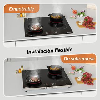 NUEVA FIREGAS Placa Vitrocerámica 4 Fuegos 6000W