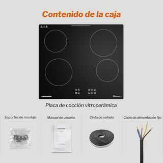 NUEVA FIREGAS Placa Vitrocerámica 4 Fuegos 6000W