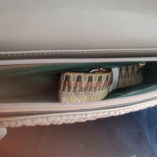 Borsa tracolla beige e oro