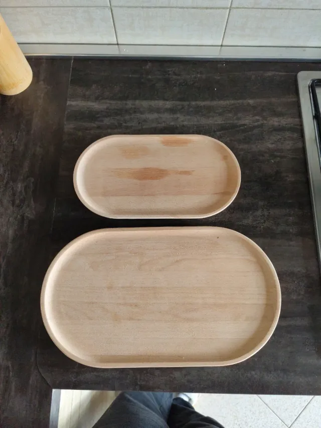 Set 2 Vassoi Ovale Legno