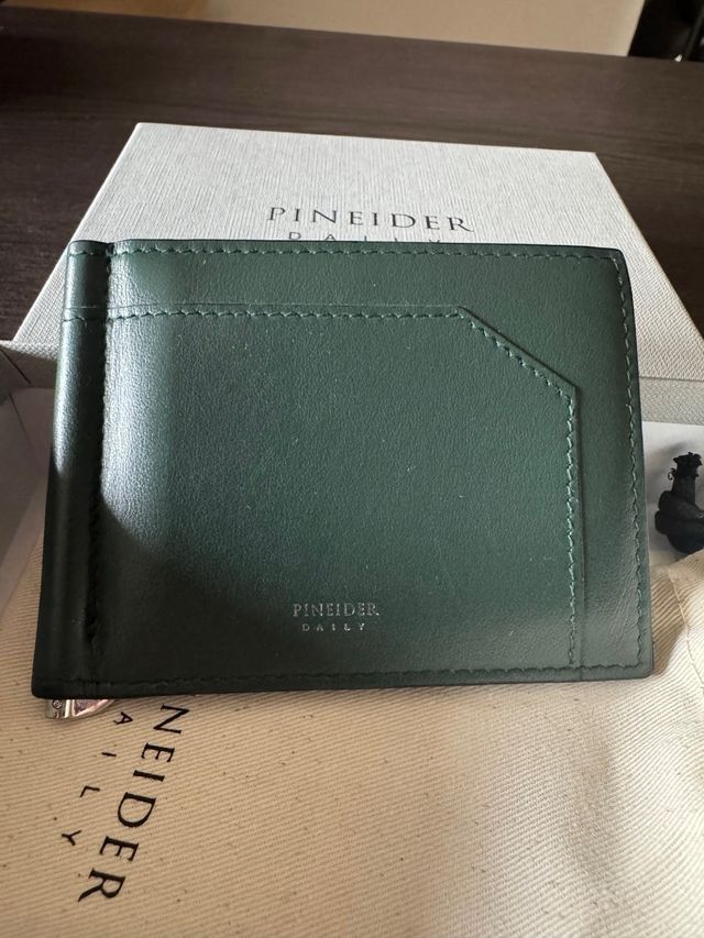 Portafogli Pineider Clip Banconote Verde Pelle