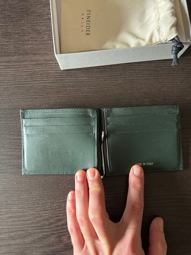 Portafogli Pineider Clip Banconote Verde Pelle