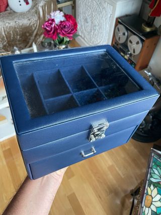 Caja de relojes y joyero azul