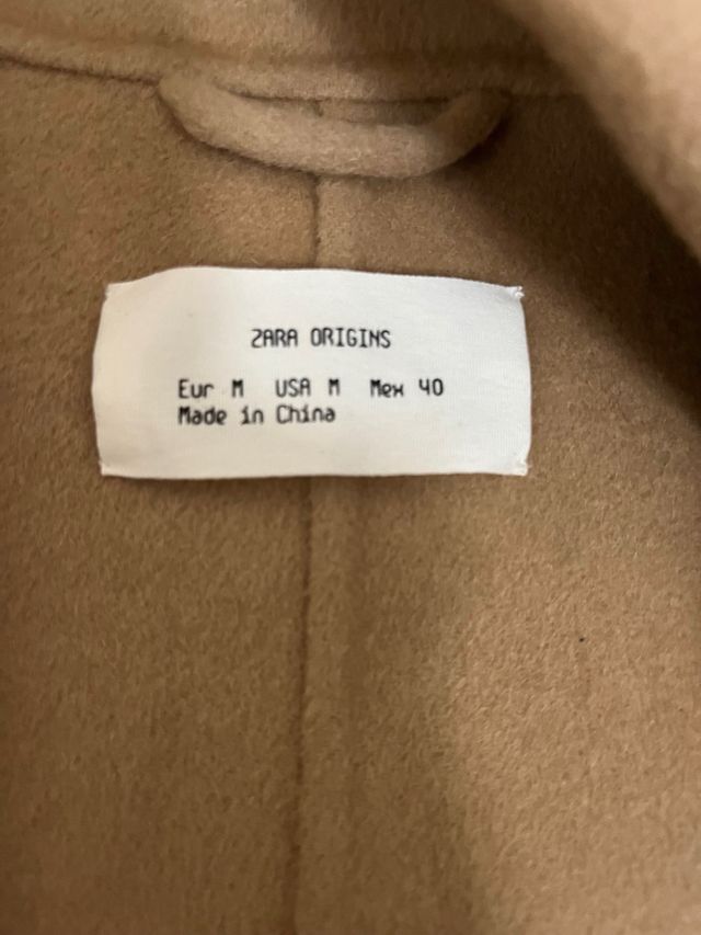 Abrigo paño hombre Zara Beige/Marrón