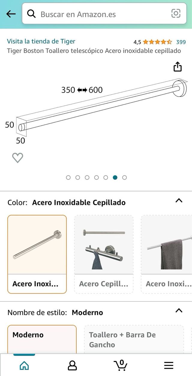 Toallero telescópico de acero