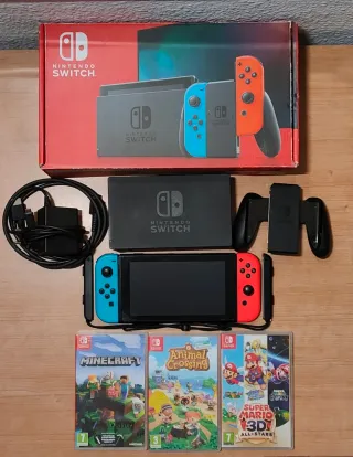 Pack Nintendo Switch con Caja + 3 Videojuegos