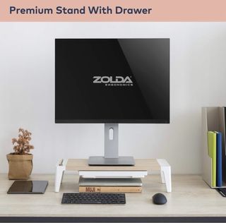 Soporte Monitor Madera y Blanco. Como nuevo.