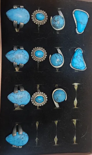 Anillos Turquesa Ajustables Plata