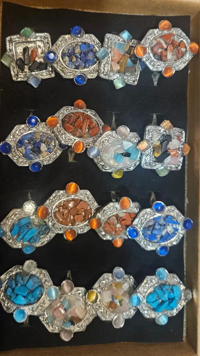 Anillos Turquesa Ajustables Plata