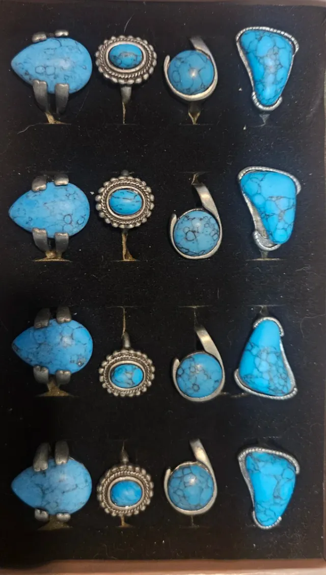 Anillos Turquesa Ajustables Plata