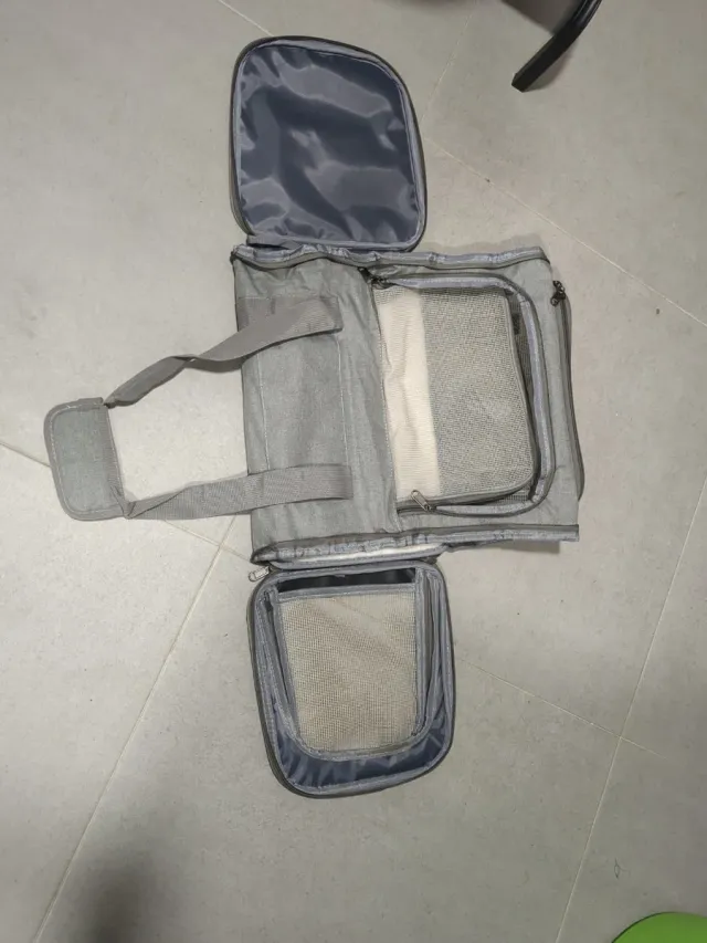 Bolsa transporte mascotas pequeña gris