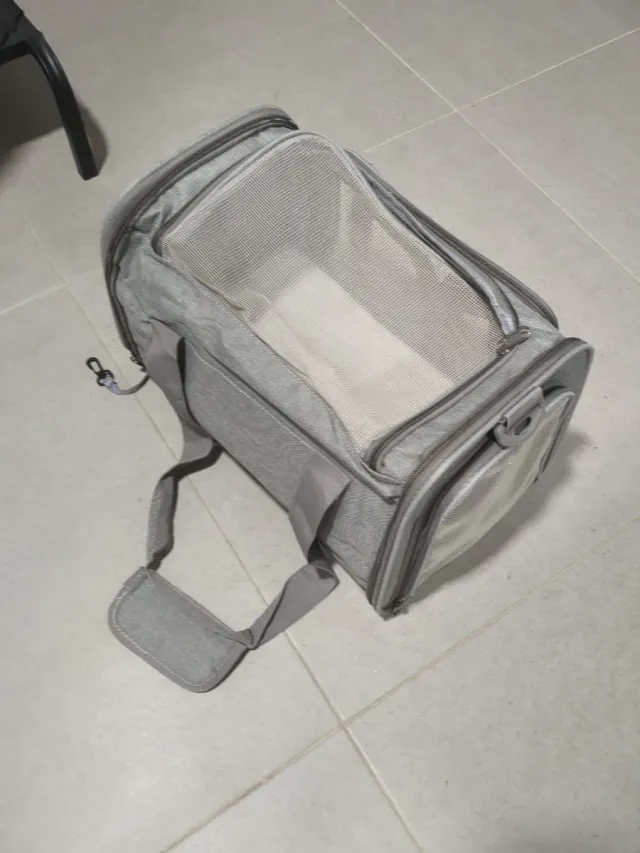 Bolsa transporte mascotas pequeña gris