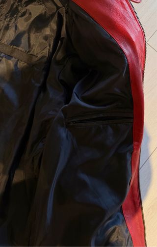 Giubbotto pelle rossa vintage cucito a mano