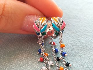 Pendientes pluma plata de ley