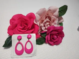 Ramillete flores rosa y pendientes flamenca