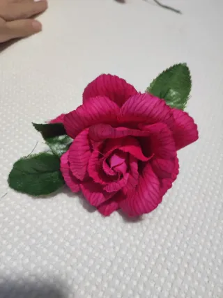 Ramillete flores rosa y pendientes flamenca