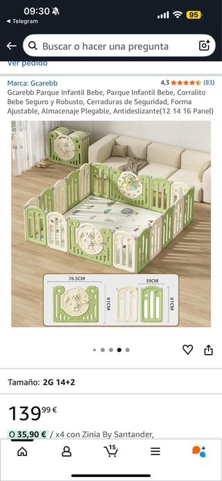 Parque infantil Gcarebb 14+2 paneles