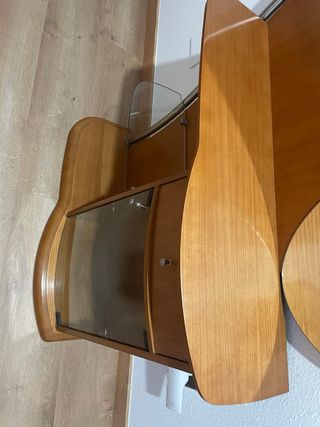 Mueble recibidor madera y cristal