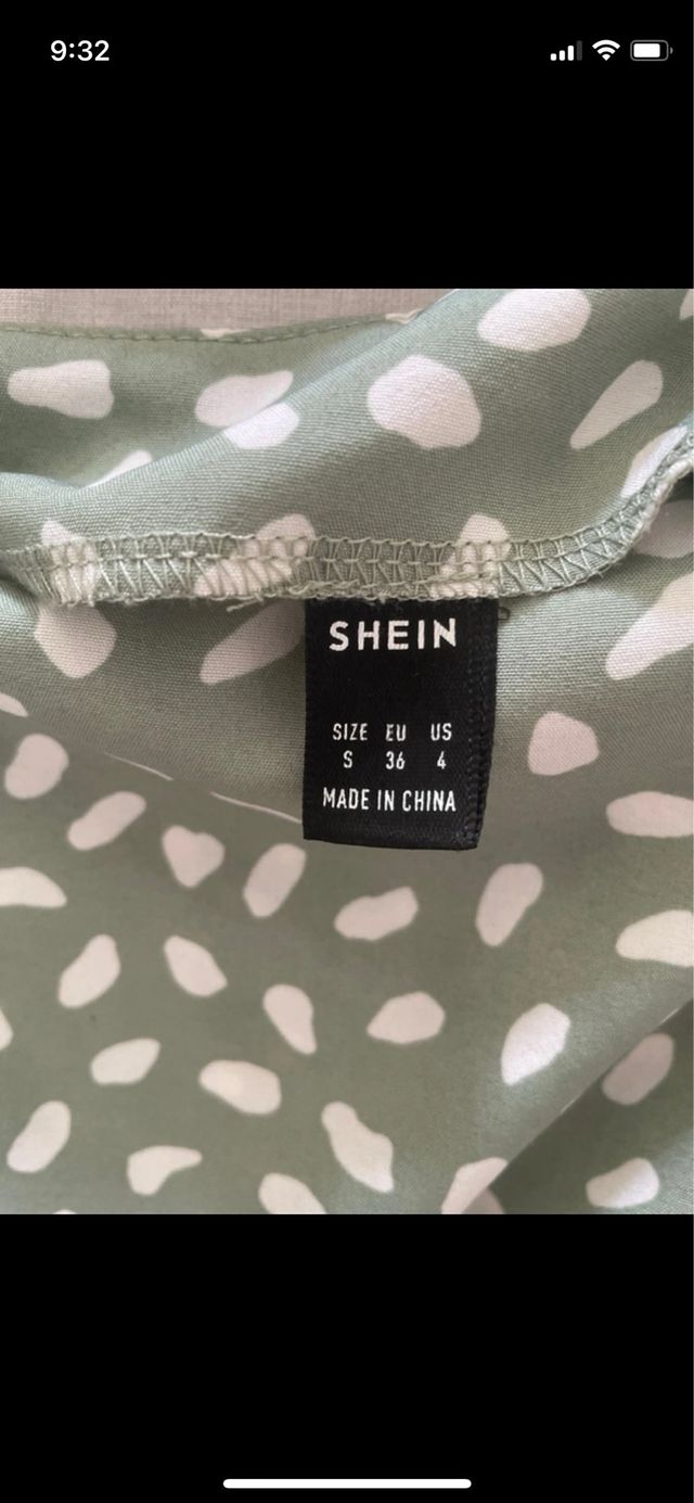 Falda midi verde con estampado blanco