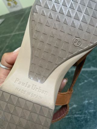 Sandalias Paula Urban T39 Piel Marrón y Dorado