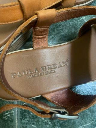 Sandalias Paula Urban T39 Piel Marrón y Dorado