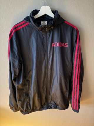 Adidas Black Red 3-Stripes Windbreaker Jacket