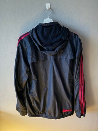 Adidas Black Red 3-Stripes Windbreaker Jacket