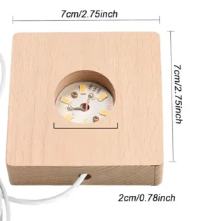 Sfera luminosa d'appoggio in vetro e legno