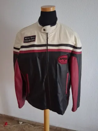 Chaqueta Motorista Negra, Roja y Blanca de polipie