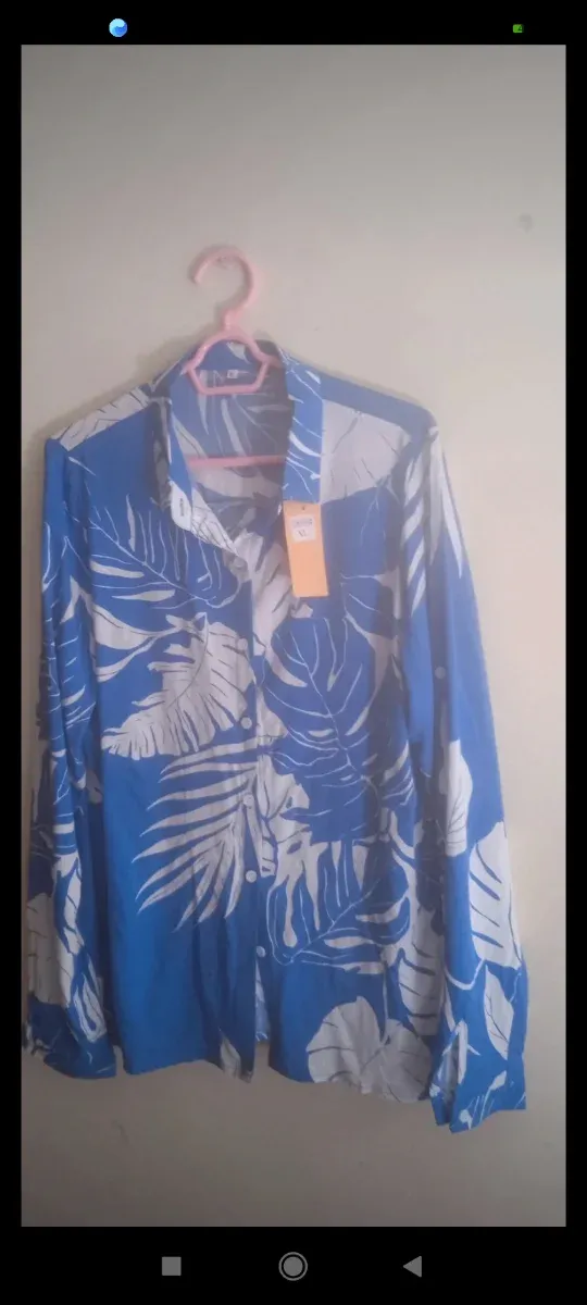 Blusa Estampada Hojas Azul Talla XL