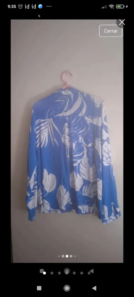 Blusa Estampada Hojas Azul Talla XL