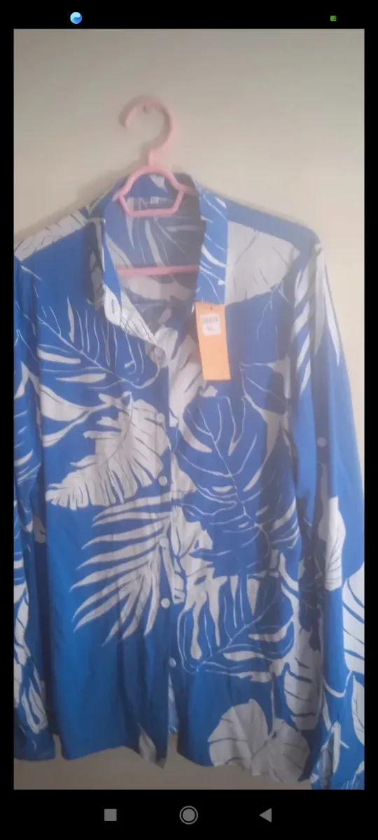 Blusa Estampada Hojas Azul Talla XL