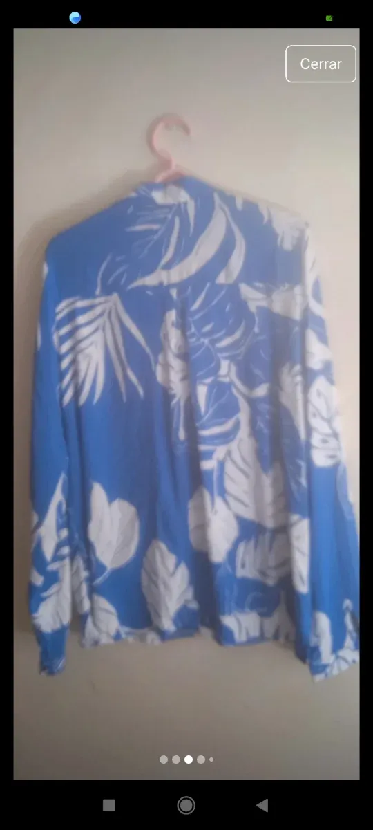 Blusa Estampada Hojas Azul Talla XL