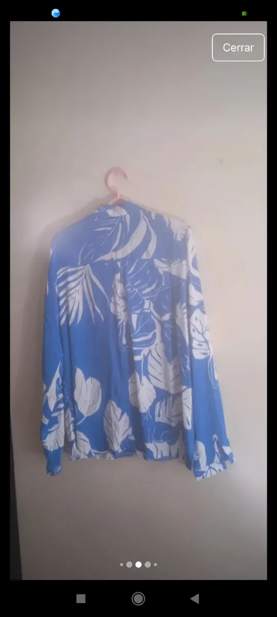 Blusa Estampada Hojas Azul Talla XL
